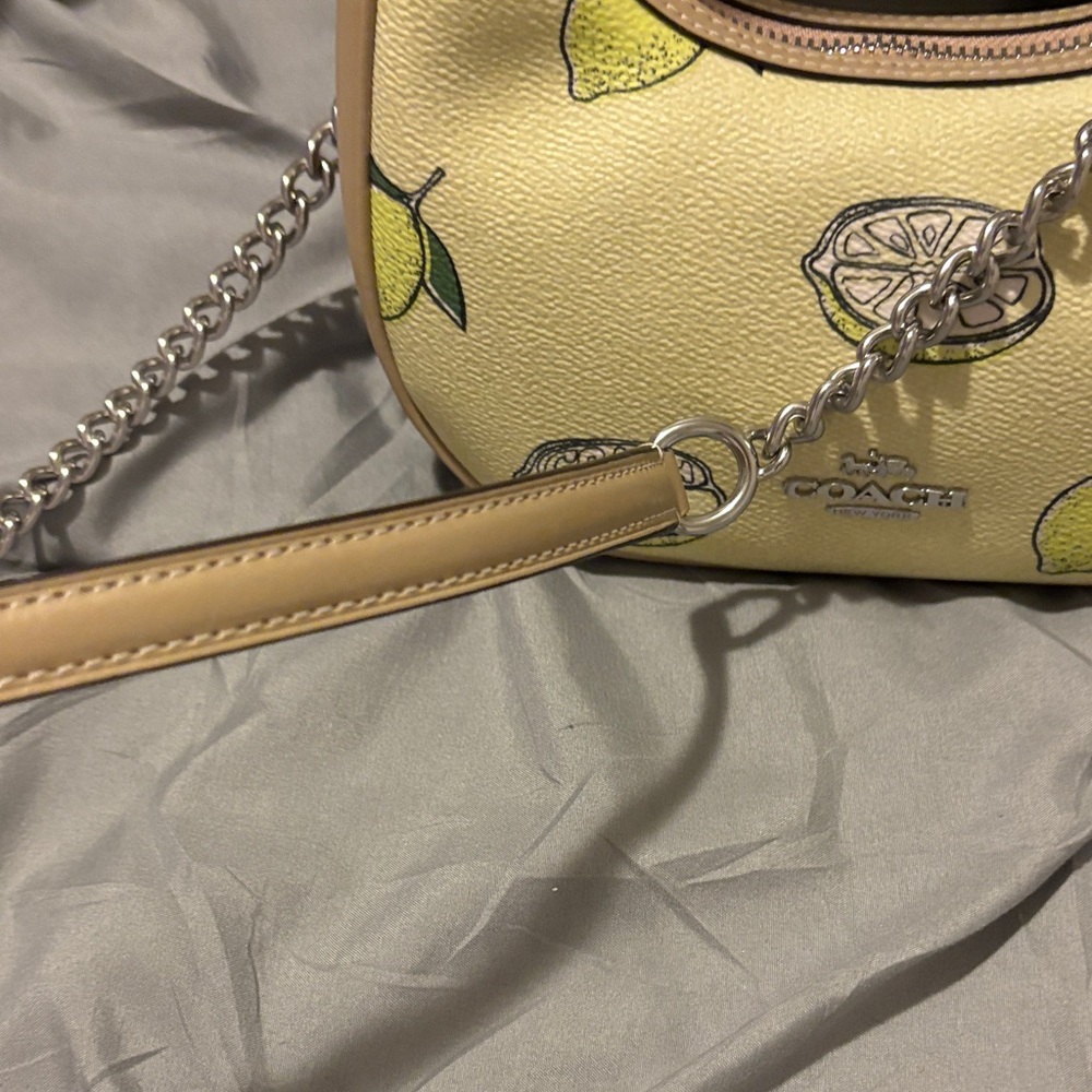 Nwt Coach Lemon 🍋 Print Handle/Crossbody w/Silver & Card Holder. PRICE IS FIRM ! - Picture 4 of 11
